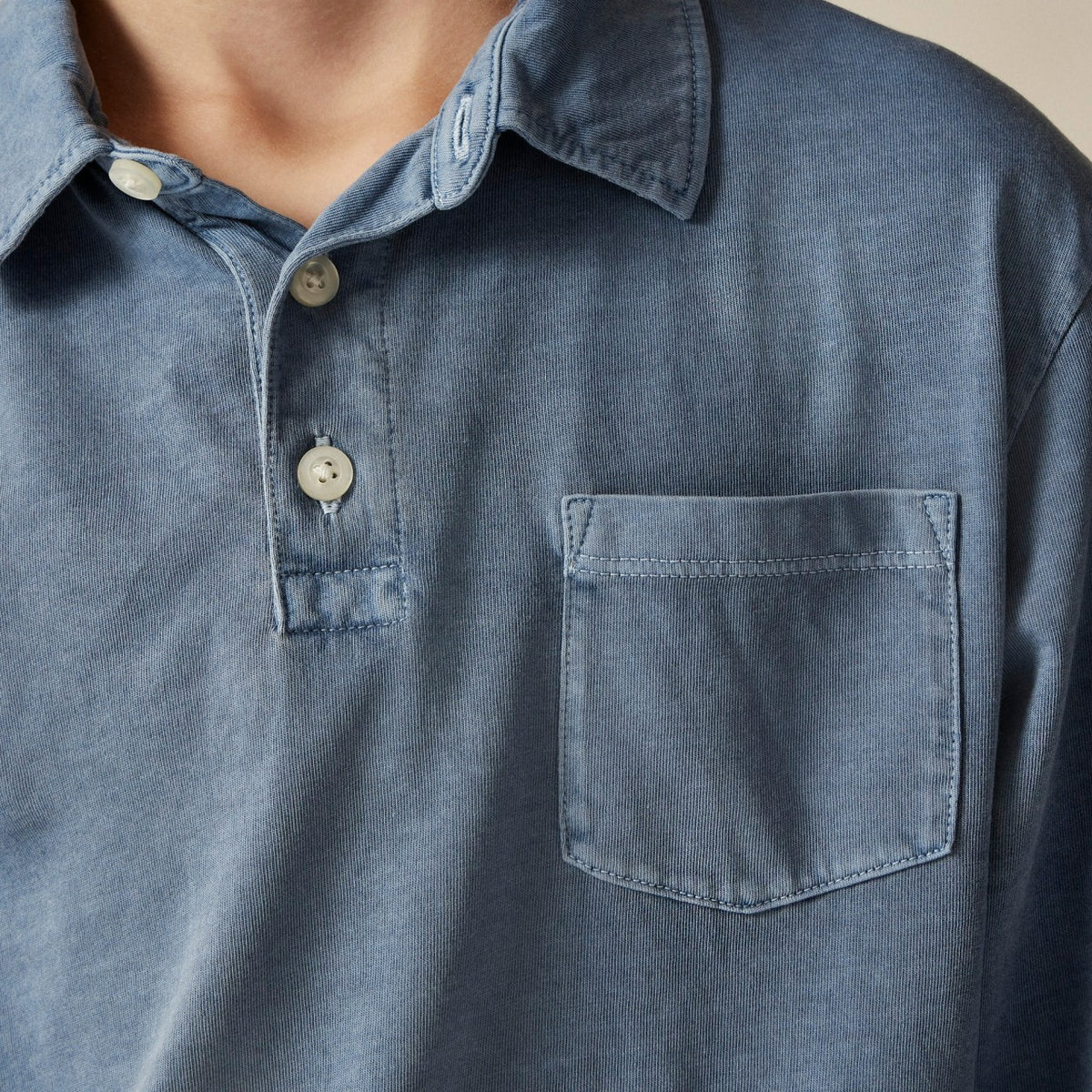 Kids Kids' garment-dyed long-sleeve polo shirt in broken-in-jersey - J.Crew