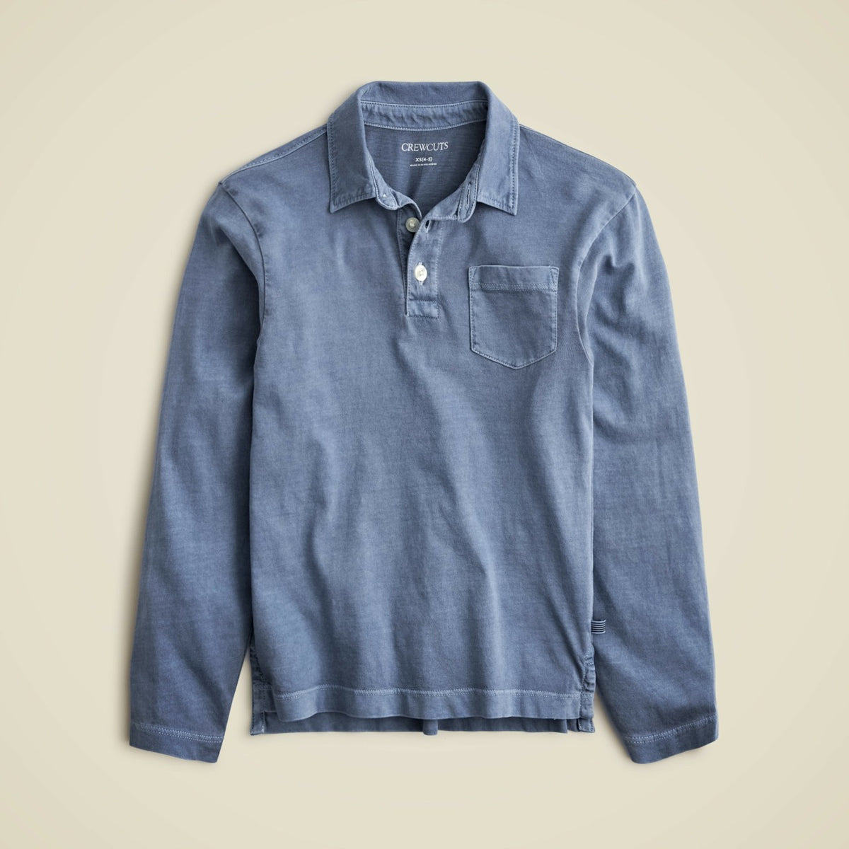 Kids Kids' garment-dyed long-sleeve polo shirt in broken-in-jersey - J.Crew