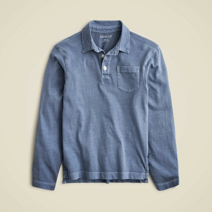 Kids Kids' garment-dyed long-sleeve polo shirt in broken-in-jersey - J.Crew
