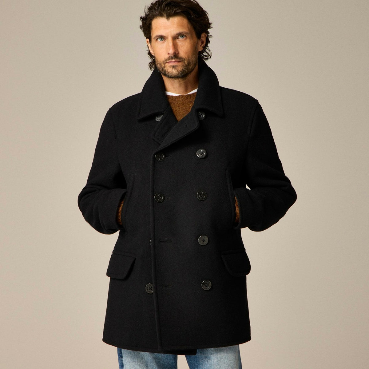 Men Dock peacoat in wool blend with PrimaLoft&reg; - J.Crew