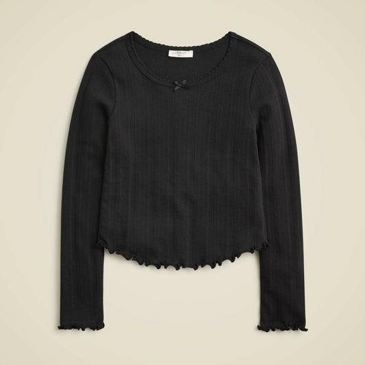 Kids Girls' long-sleeve pointelle-knit T-shirt - J.Crew