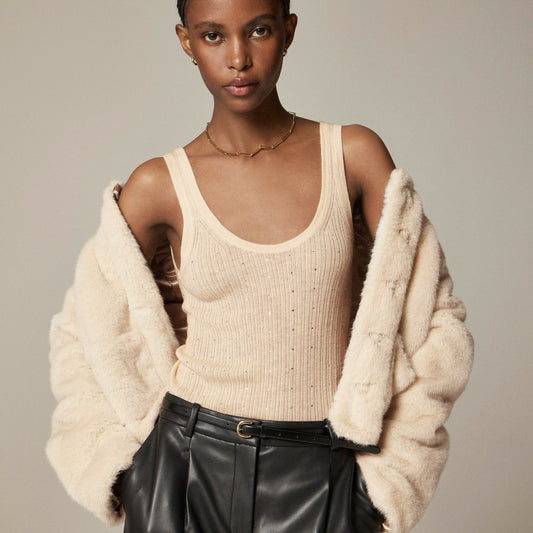 Women Featherweight cashmere embellished sweater-tank - J.Crew