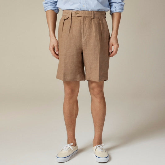 Men Big-fit pleated suit short in Italian linen - J.Crew