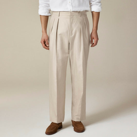 Men Relaxed-fit double-pleated trouser in linen-cotton blend - J.Crew