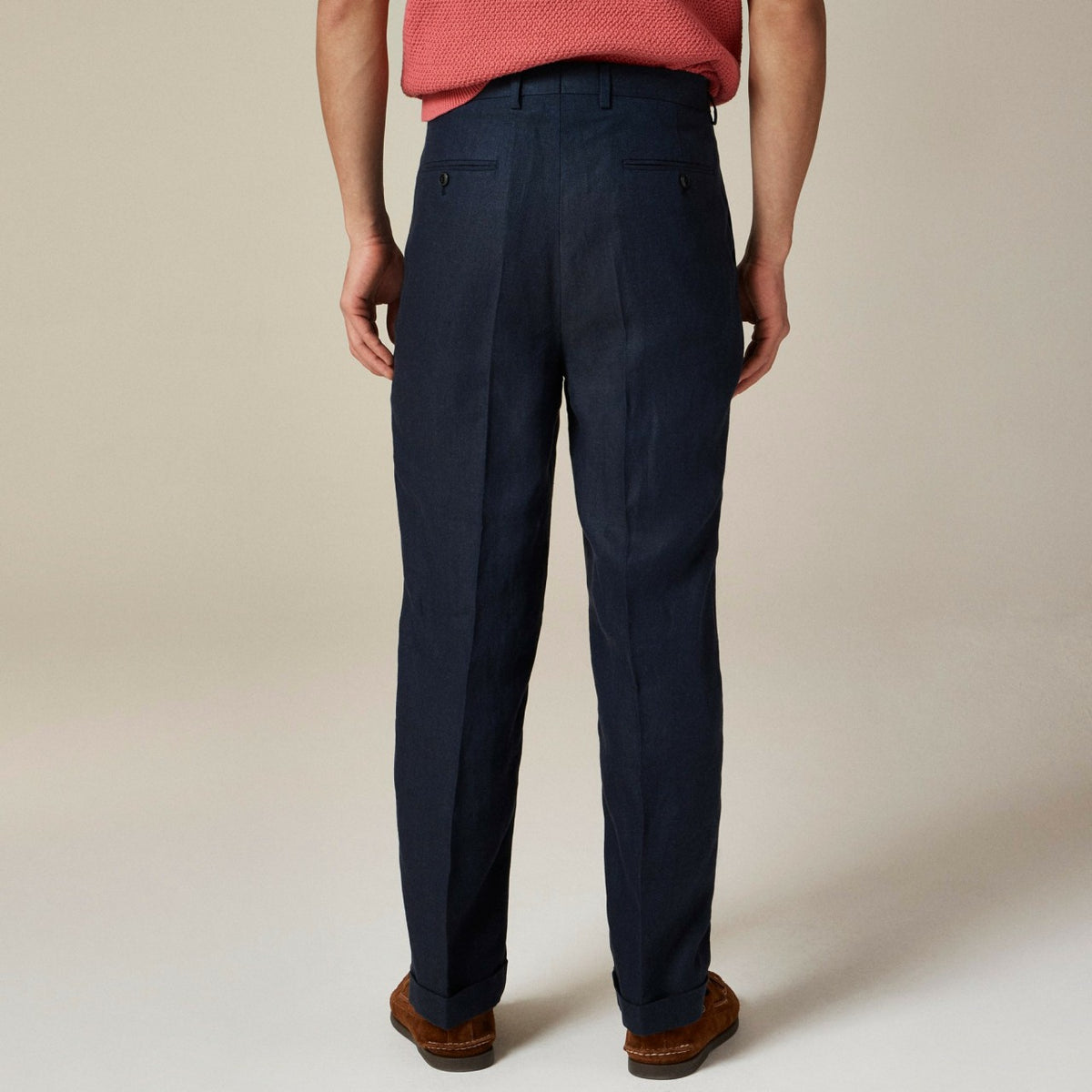 Men Relaxed-fit double-pleated trouser in linen herringbone - J.Crew