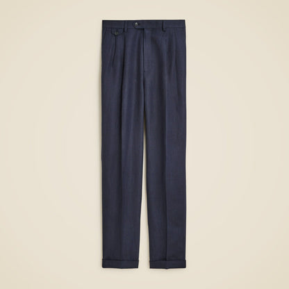Men Relaxed-fit double-pleated trouser in linen herringbone - J.Crew