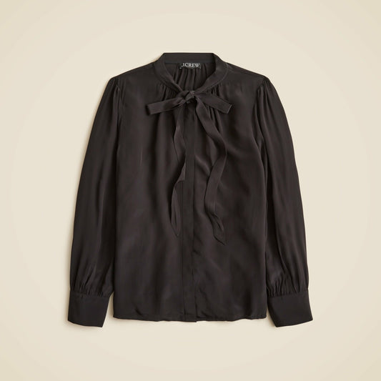 Women Tie-neck top in crepe de chine - J.Crew