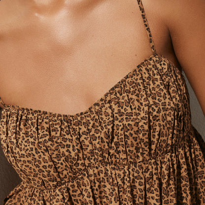 Women Cotton voile empire-waist dress in leopard print - J.Crew