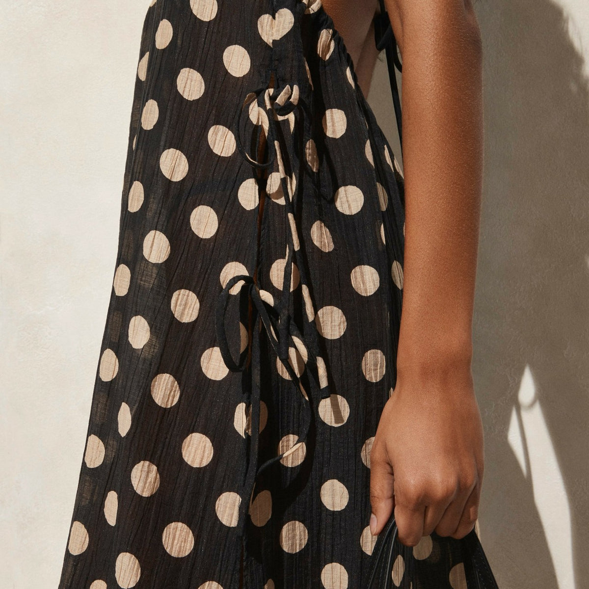 Women Crinkle side-tie dress in dot print - J.Crew