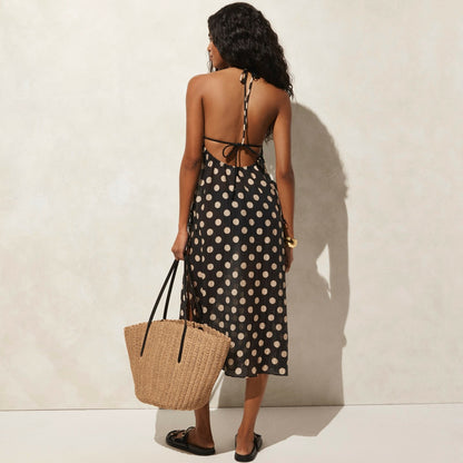 Women Crinkle side-tie dress in dot print - J.Crew