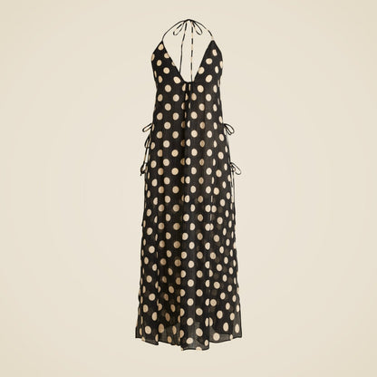 Women Crinkle side-tie dress in dot print - J.Crew
