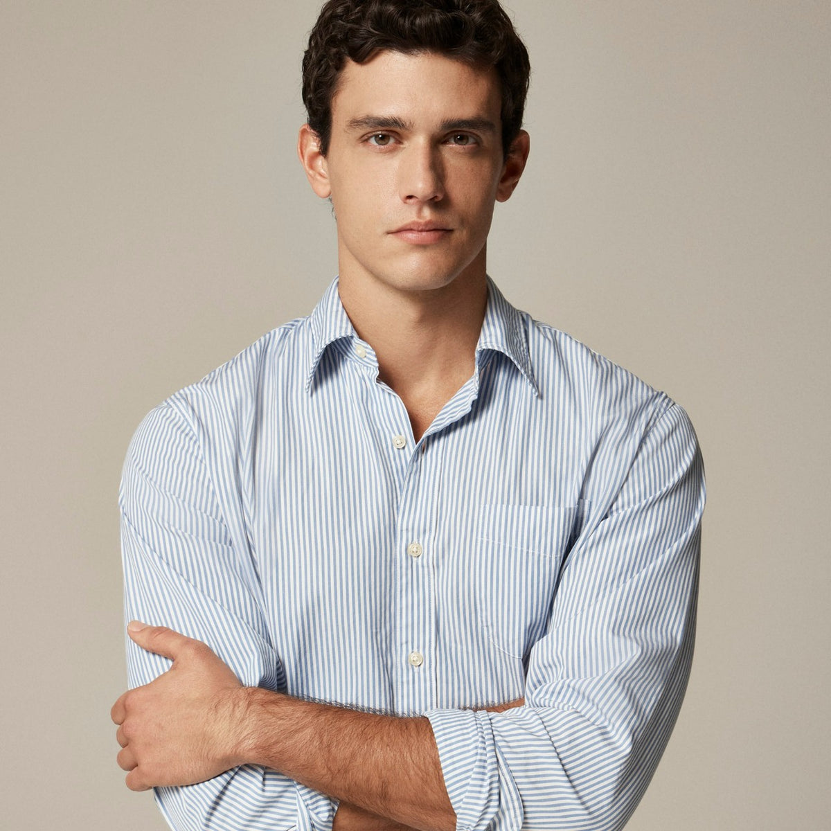 Men Secret Wash cotton poplin shirt with point collar - J.Crew