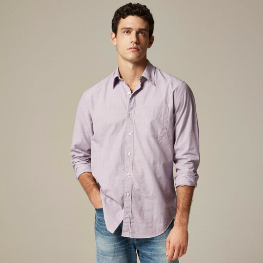 Men Secret Wash cotton poplin shirt with point collar - J.Crew