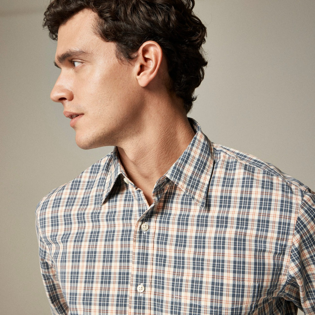 Men Secret Wash cotton poplin shirt with point collar - J.Crew