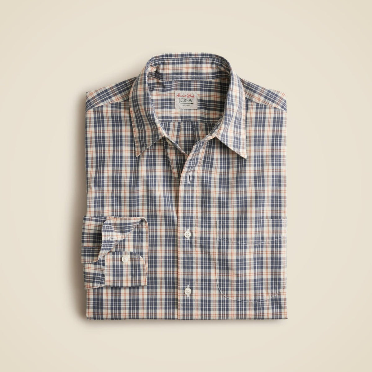 Men Secret Wash cotton poplin shirt with point collar - J.Crew