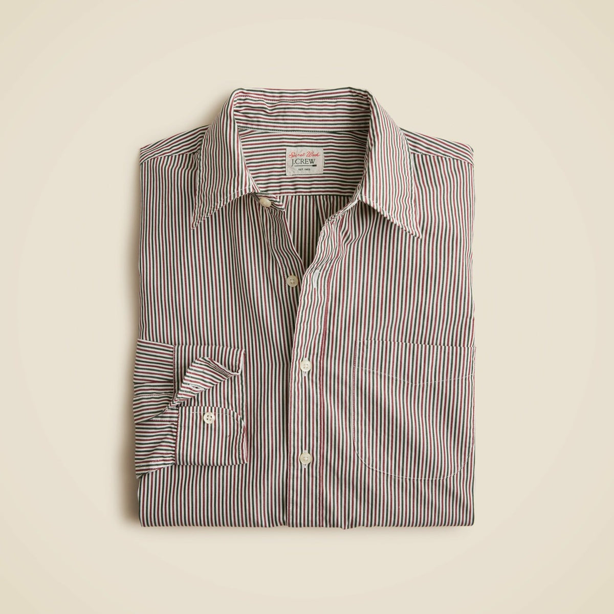 Men Secret Wash cotton poplin shirt with point collar - J.Crew