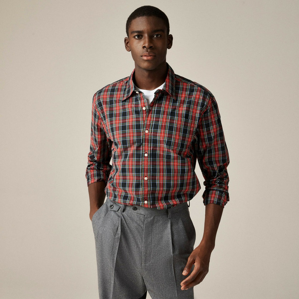 Men Secret Wash cotton poplin shirt with point collar - J.Crew