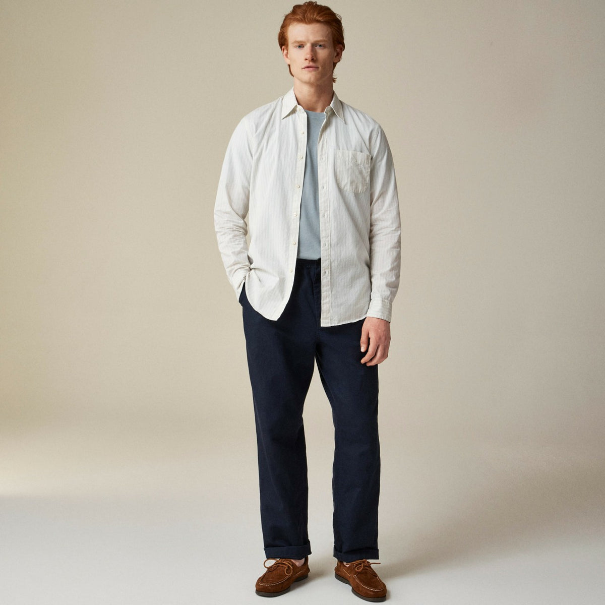 Men Secret Wash cotton poplin shirt with point collar - J.Crew