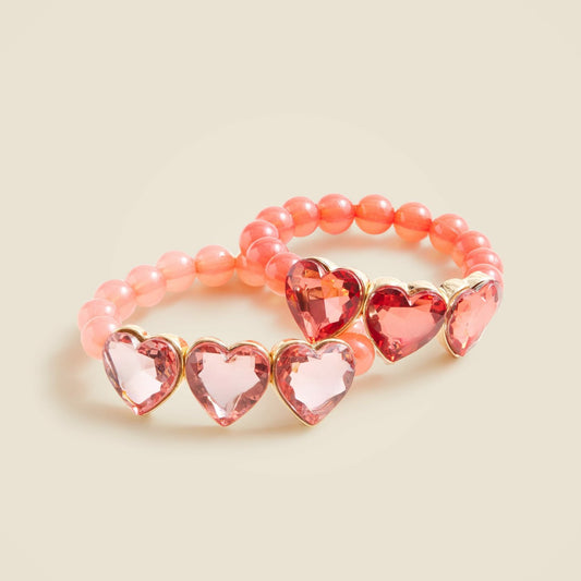 Kids Girls' heart crystal bracelets set-of-two - J.Crew