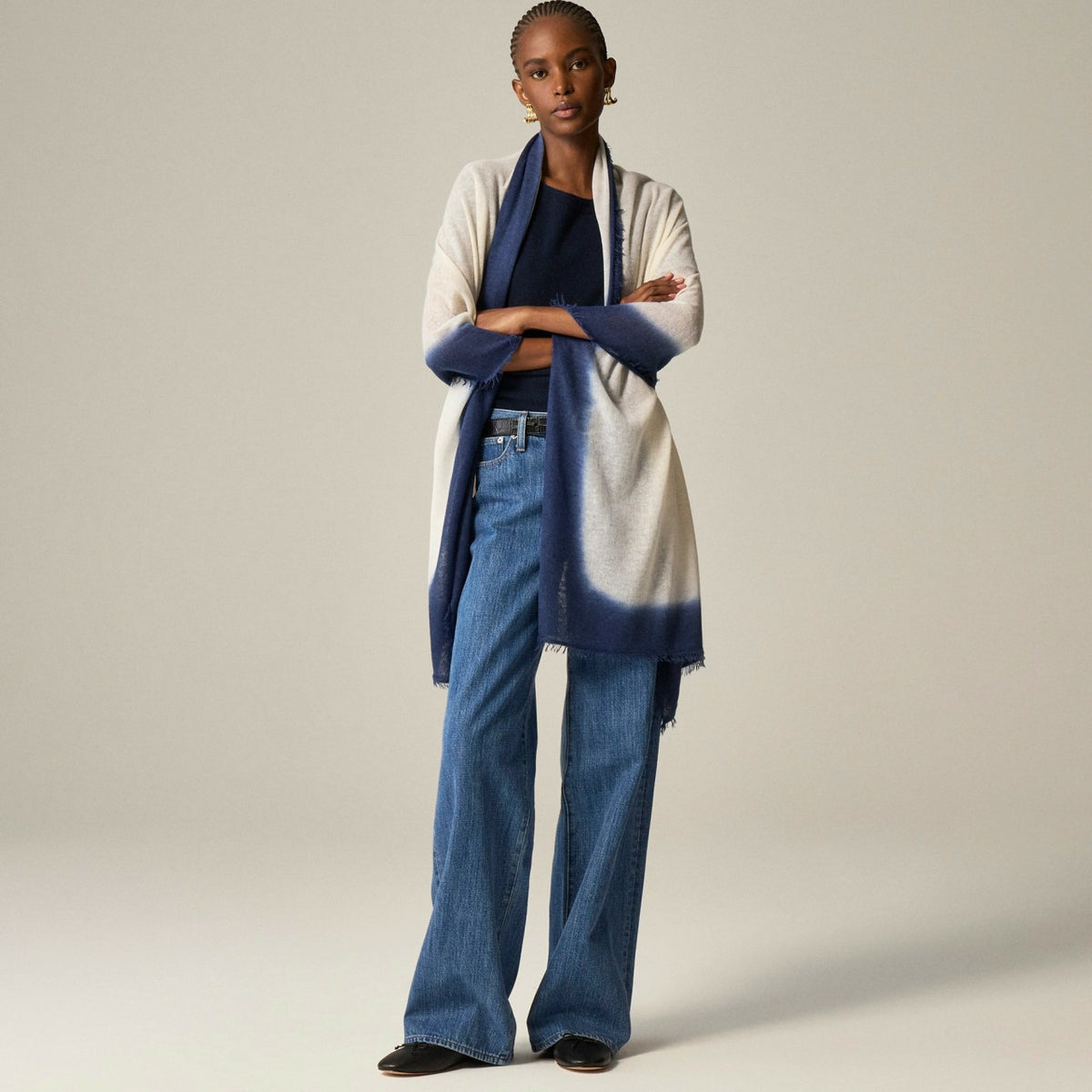Women Oversized dip-dyed featherweight cashmere wrap - J.Crew