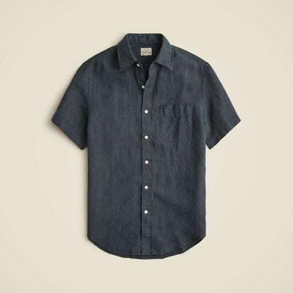 Men Short-sleeve linen point-collar shirt in print - J.Crew