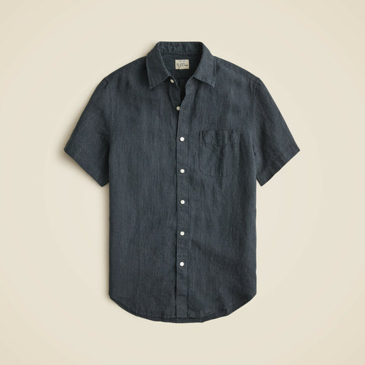 Men Short-sleeve linen point-collar shirt in print - J.Crew