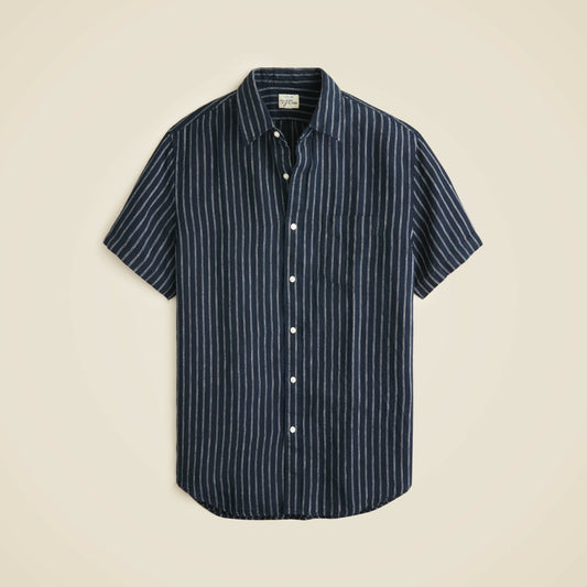 Men Short-sleeve linen point-collar shirt in print - J.Crew