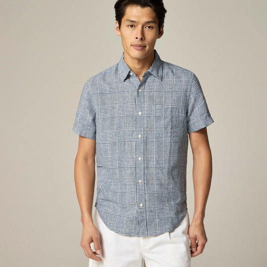 Men Short-sleeve linen point-collar shirt in print - J.Crew