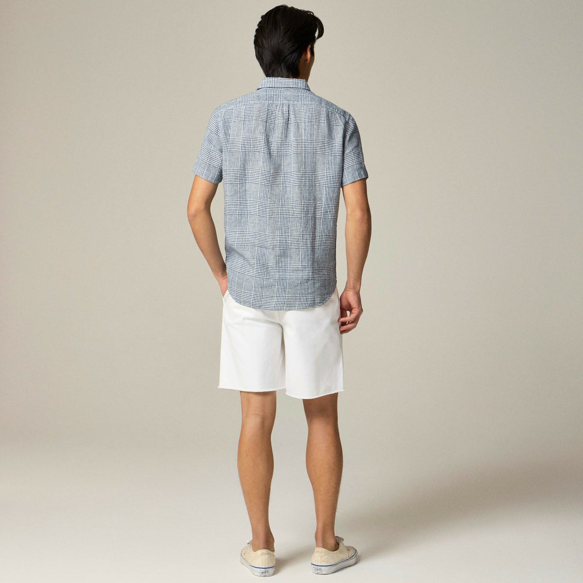 Men Short-sleeve linen point-collar shirt in print - J.Crew