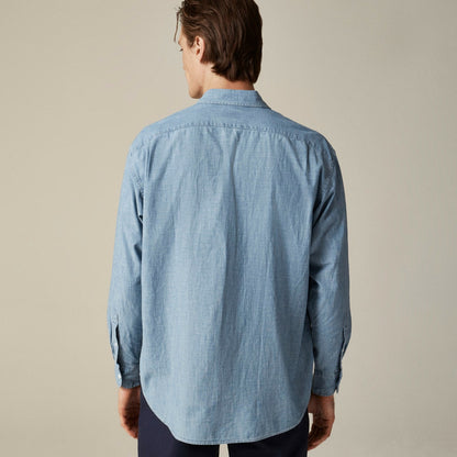 Men Giant-fit organic cotton chambray workshirt - J.Crew