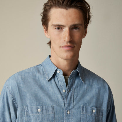 Men Giant-fit organic cotton chambray workshirt - J.Crew