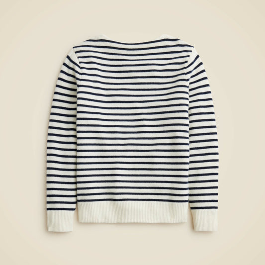 Men Midweight cashmere boatneck sweater in stripe - J.Crew