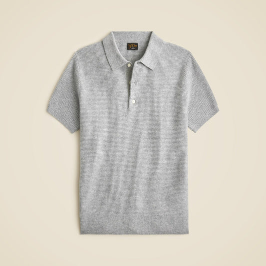 Men Short-sleeve cashmere waffle sweater-polo - J.Crew