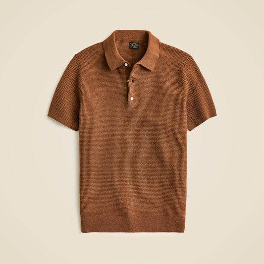 Men Short-sleeve cashmere waffle sweater-polo - J.Crew
