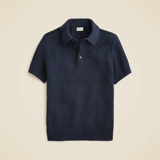 Men Short-sleeve cotton seed-stitch sweater-polo - J.Crew