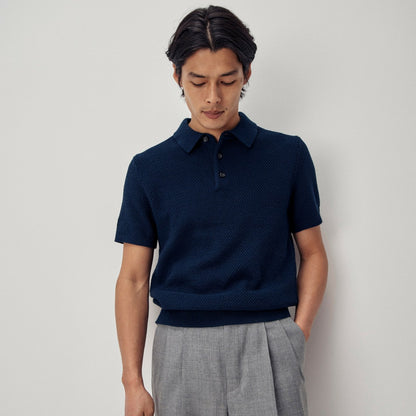 Men Short-sleeve cotton seed-stitch sweater-polo - J.Crew