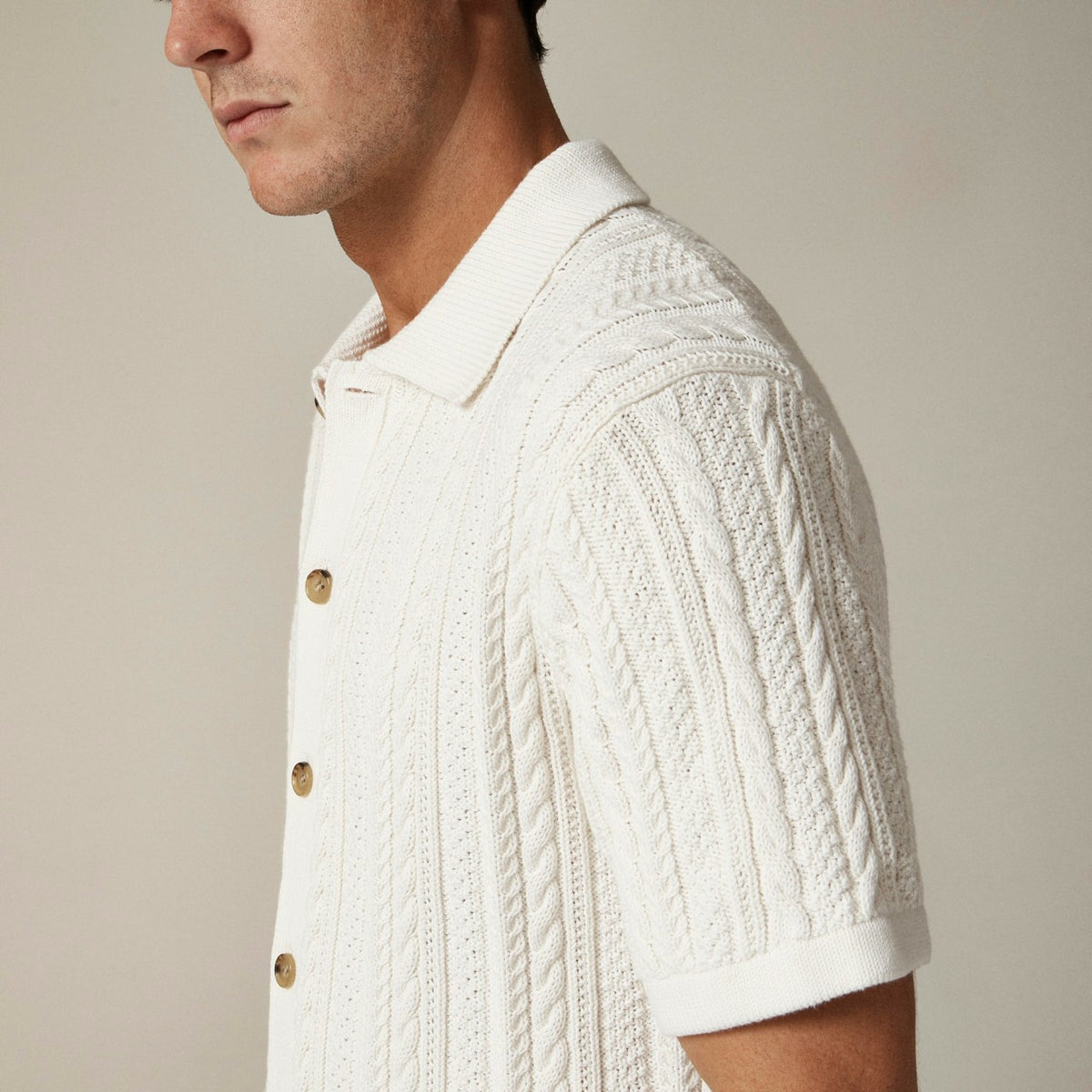 Men Short-sleeve cotton cable-knit cardigan sweater-polo - J.Crew