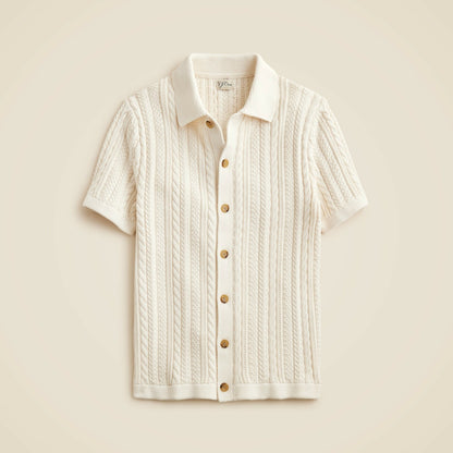 Men Short-sleeve cotton cable-knit cardigan sweater-polo - J.Crew