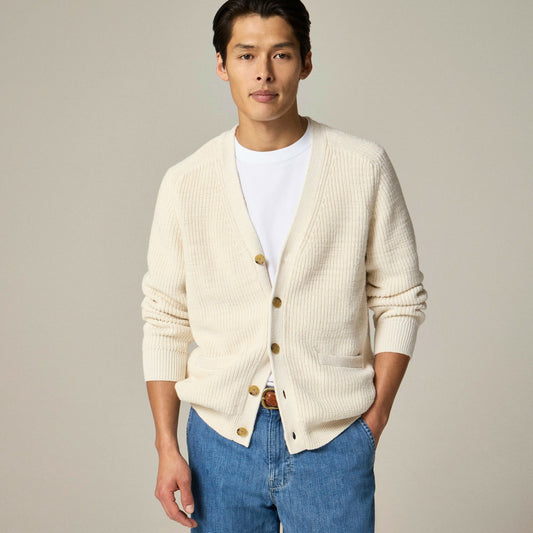 Men Linen-cotton blend V-neck cardigan - J.Crew