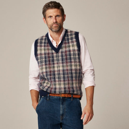 Men Alpaca-blend sweater-vest in plaid - J.Crew