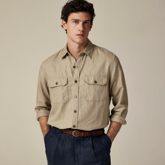 Men Linen-cotton blend twill workshirt - J.Crew