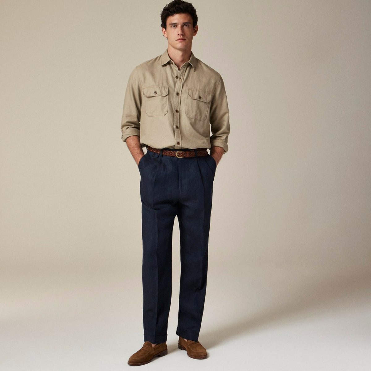 Men Linen-cotton blend twill workshirt - J.Crew