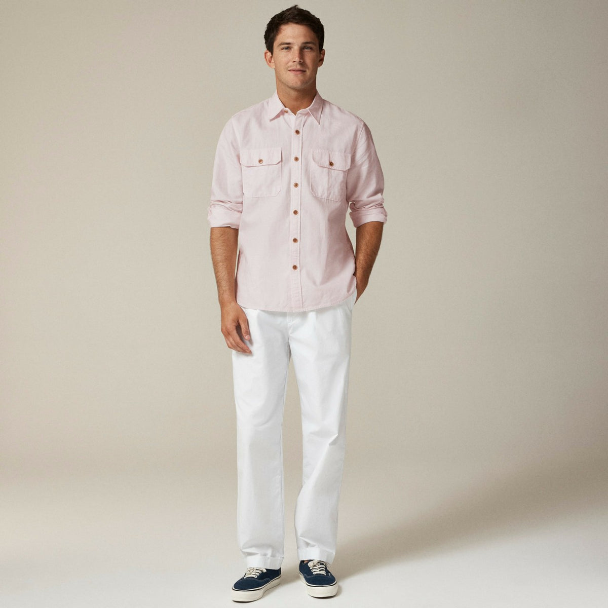 Men Linen-cotton blend twill workshirt - J.Crew