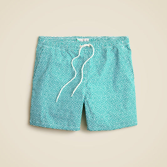 Men 6'' stretch swim trunk in print with ECONYL&reg; nylon - J.Crew