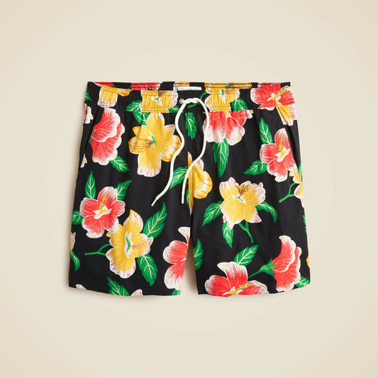 Men 6'' stretch swim trunk in print with ECONYL&reg; nylon - J.Crew