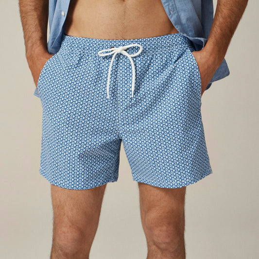 Men 6'' stretch swim trunk in print with ECONYL&reg; nylon - J.Crew