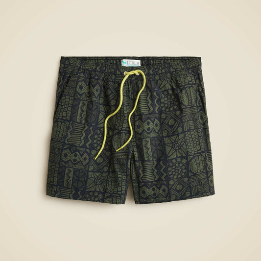 Men 6'' stretch swim trunk in print with ECONYL&reg; nylon - J.Crew