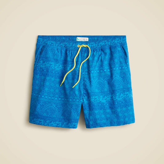 Men 6'' stretch swim trunk in print with ECONYL&reg; nylon - J.Crew