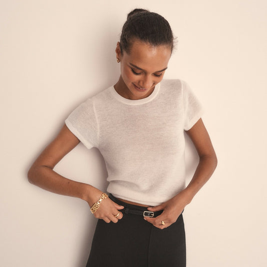 Women Ribbed featherweight cashmere T-shirt - J.Crew