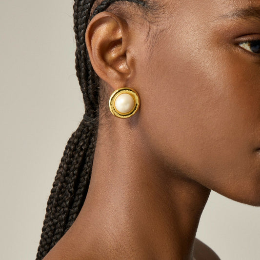 Women Inset pearl stud earrings - J.Crew
